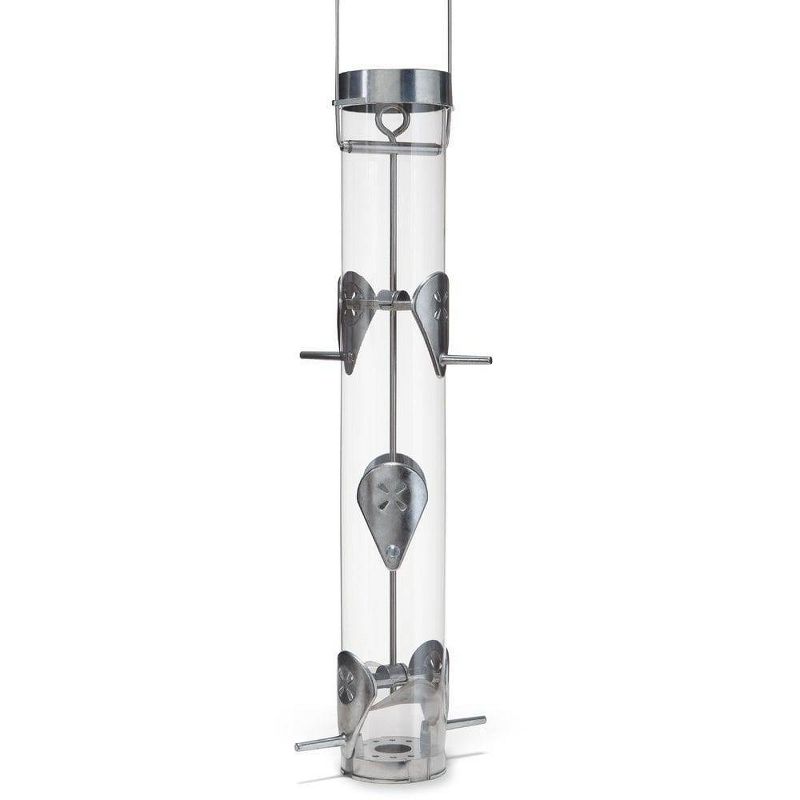 Droll Yankees Classic Finch Feeder with Ring Pull Advantage - Silver