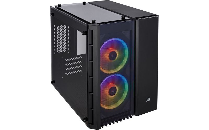 Corsair Crystal 280X Computer Case - Black - Tempered Glass - 2 x 4.72" x Fan(s) Installed - Micro ATX Motherboard Supported - 6 x Fan(s) Supported