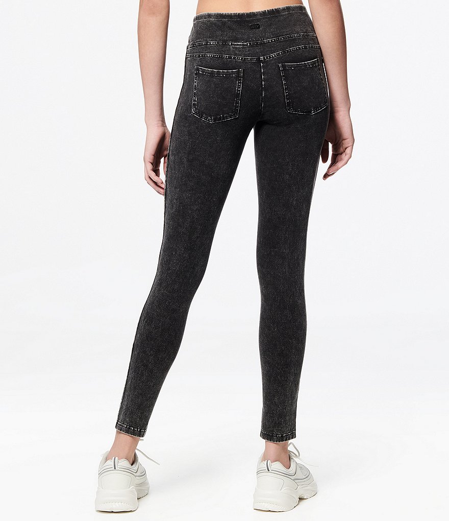 Marc New York Knit Denim Look Wide Waistband Jeggings