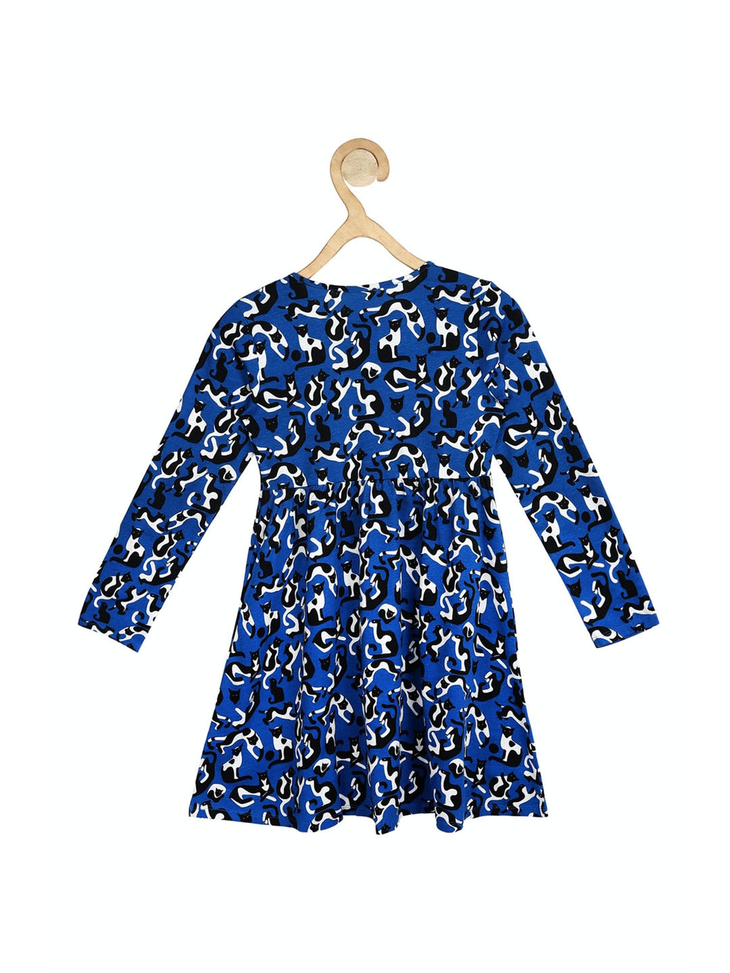 Peter England Kids Blue Printed Full Sleeves Dress