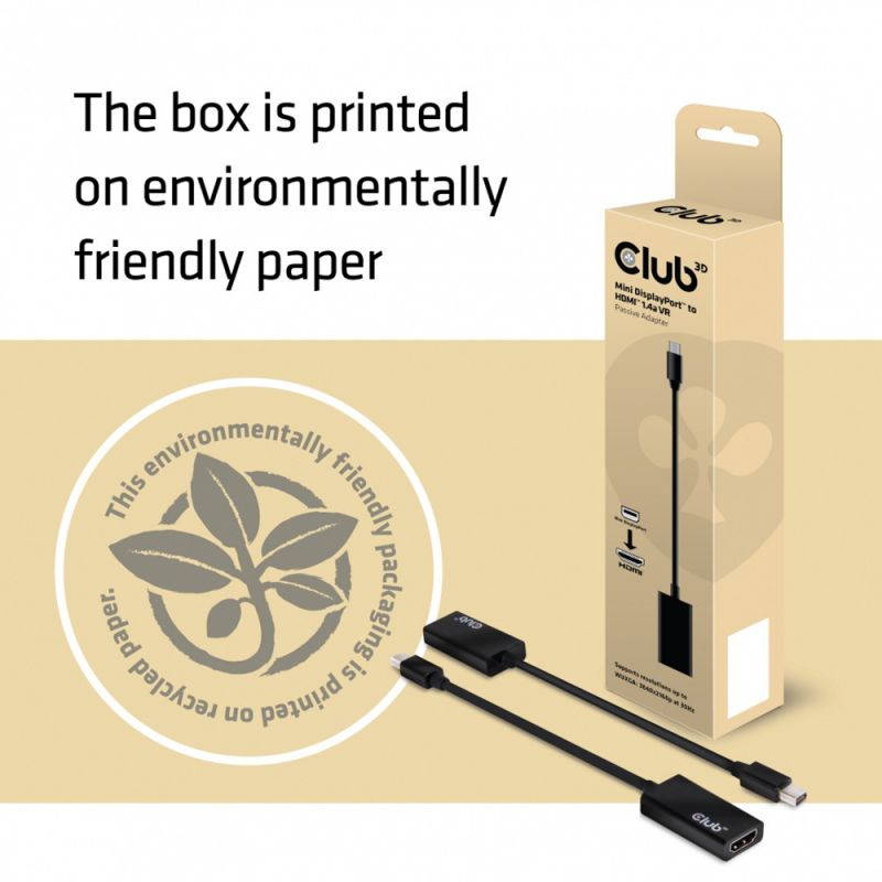 Club3D CAC-1156 Mini DisplayPort 1.1 to HDMI 1.4 VR ready Passive Adapter