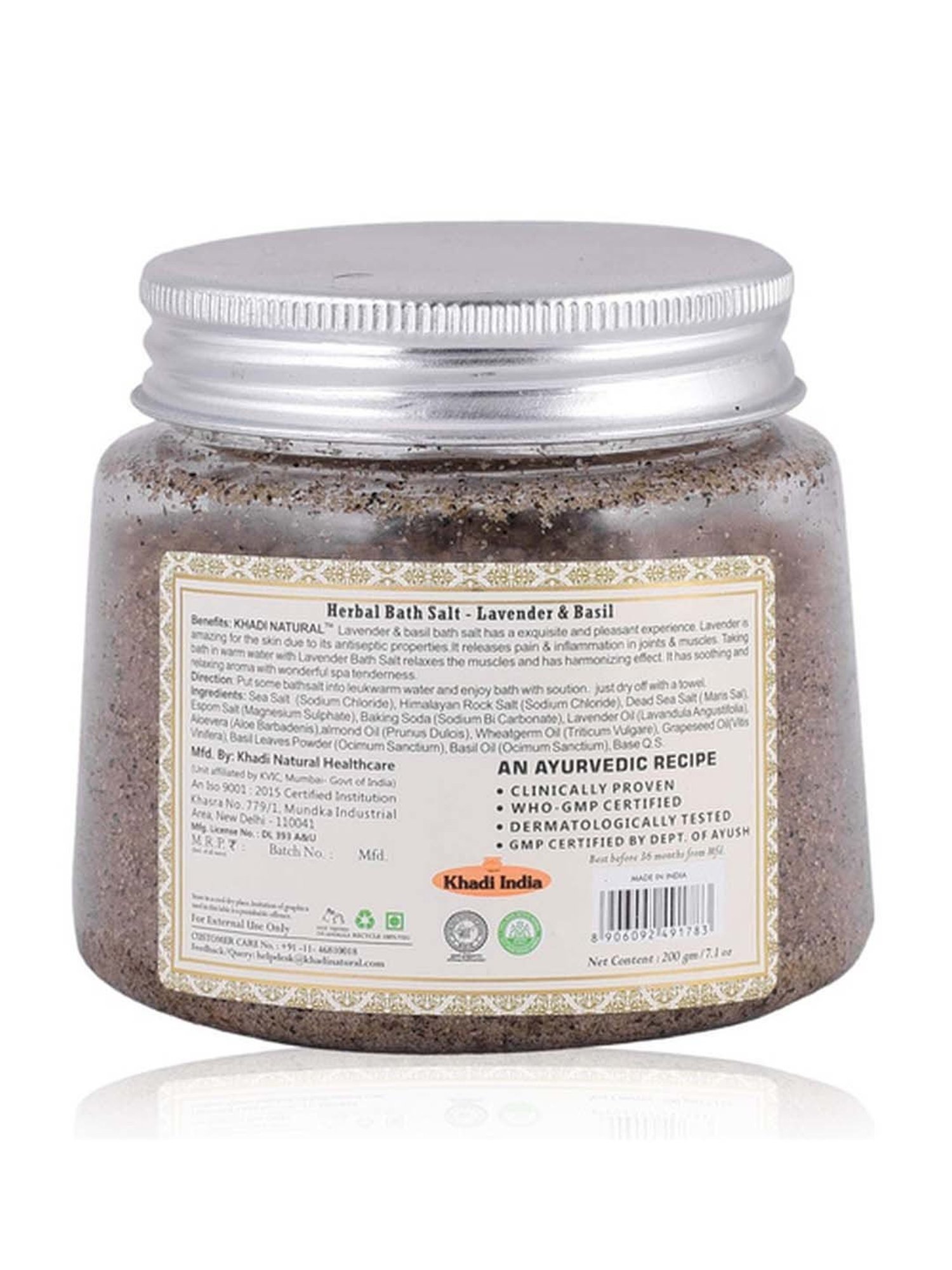 Khadi Natural Herbal Lavender Basil Bath Salt - 200 gm