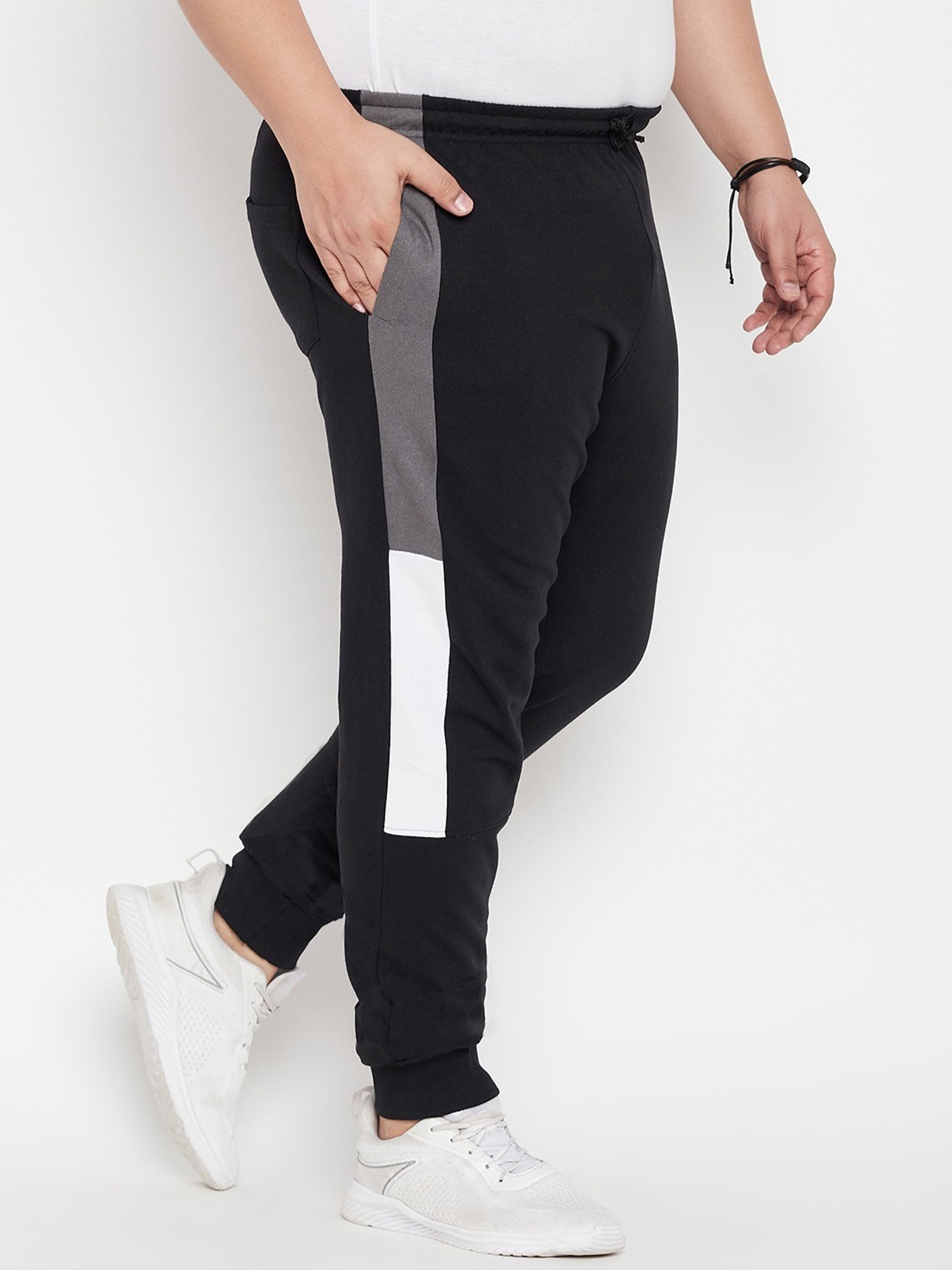 Bigbanana Black Regular Fit Colour Block Joggers