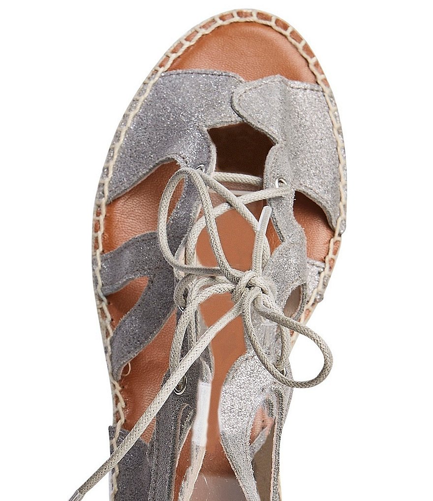 Andre Assous Deanna Suede Lace-Up Gladiator Espadrille Wedge Sandals