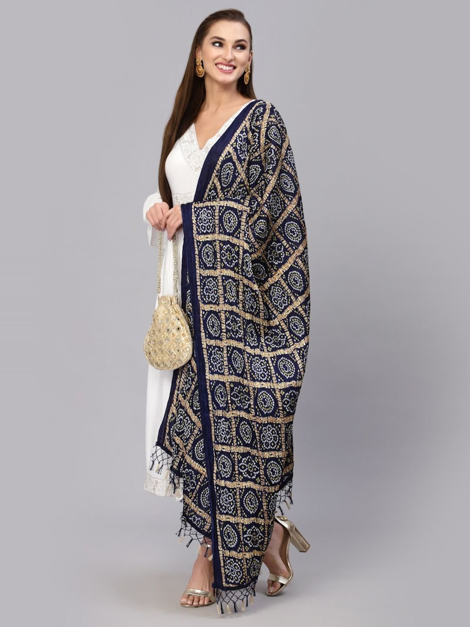 Stylum Navy Printed Dupatta