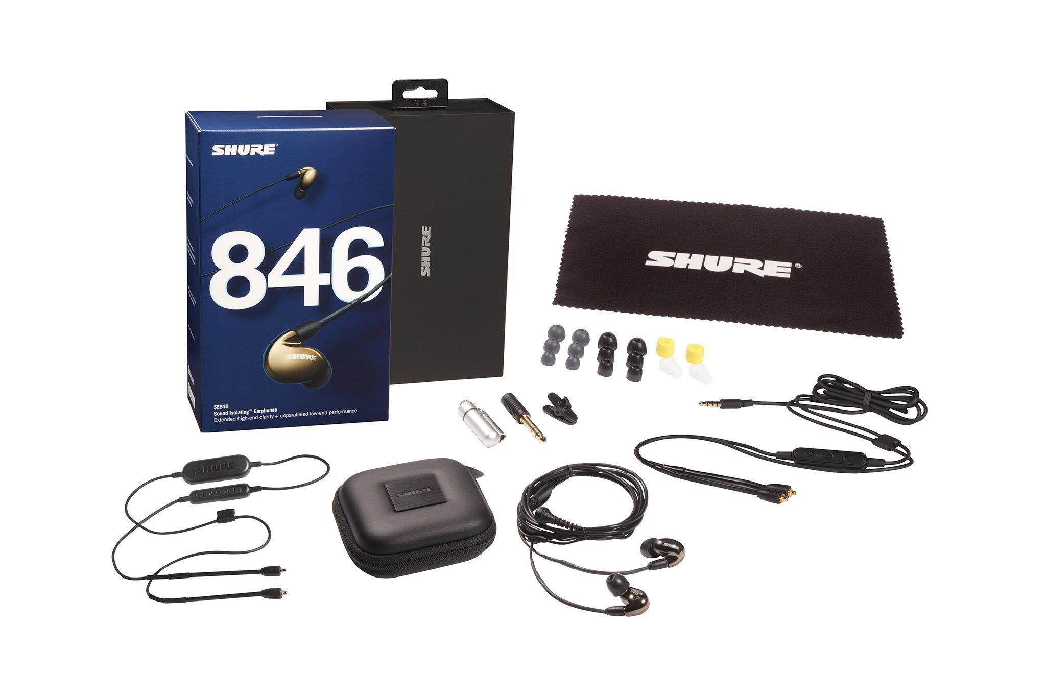 Shure SE846 Sound Isolating Earphones with Bluetooth, Remote & Mic Cables, Clear