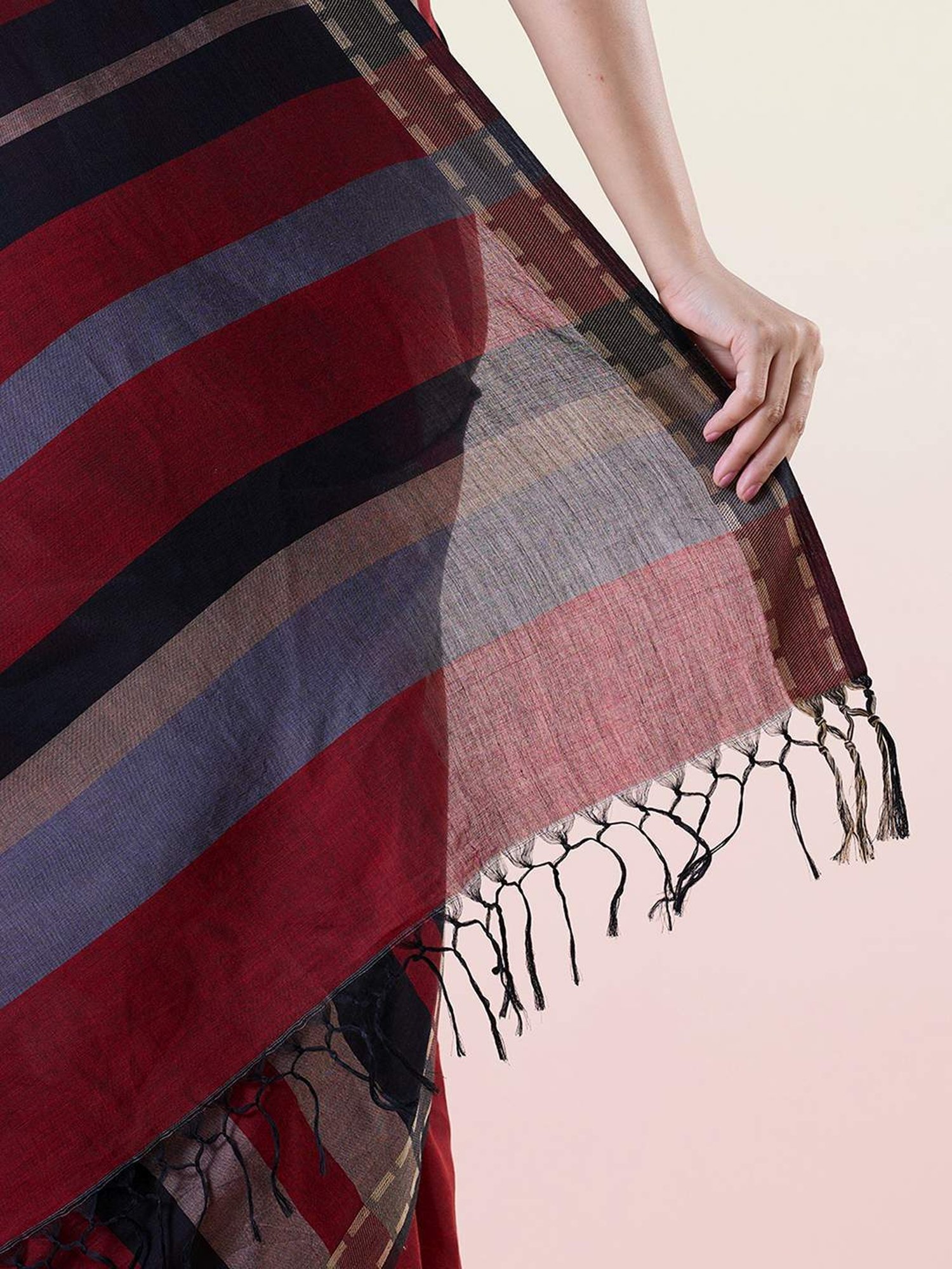 navyasa by liva Maroon Woven Saree With Unstitched Blouse