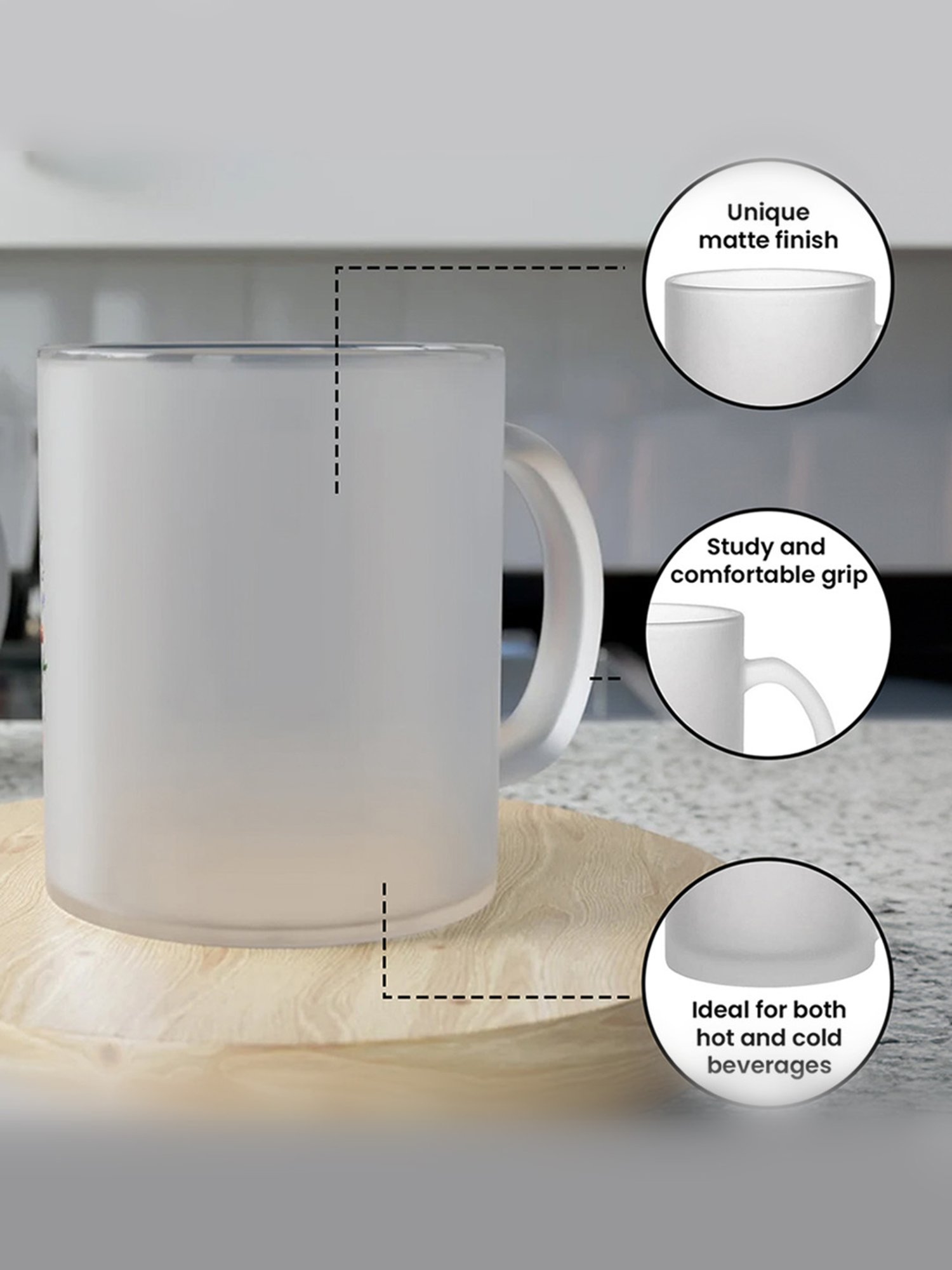 Gathari Brother like no other White Glass Frosted Coffee Mug 350 ml