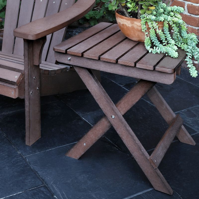 Adirondack Square Plastic Folding Table Brown - Shine Company Inc.