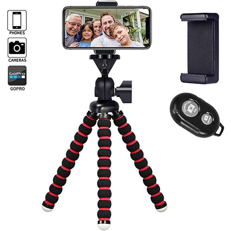 Tripod 748 inch Travel Portable and Adjustable Camera Stand Holder with Wireless Remote and Universal Clip for iAndroid Camera Sports Camera GoPro