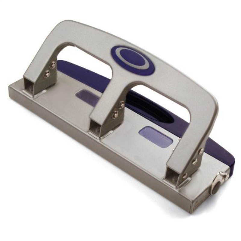 OIC Deluxe Standard Hole Punch - 3 Punch Head(s) - 20 Sheet Capacity - 9/32" - Silver