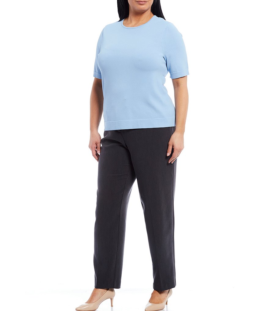 Investments Plus Size Signature Yarn Short Sleeve Crew Neck Top