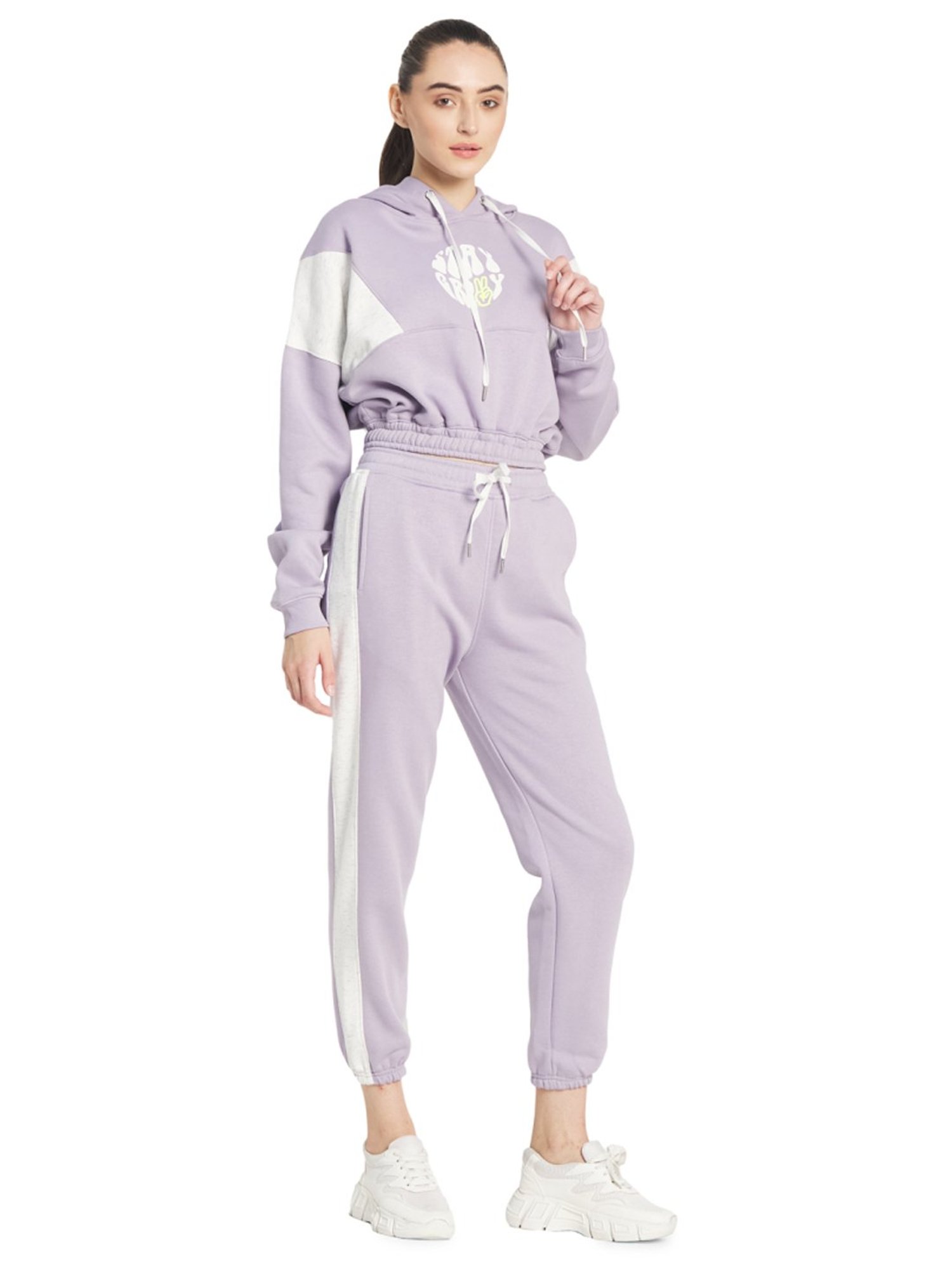 METTLE Purple Graphic Print Track Suit