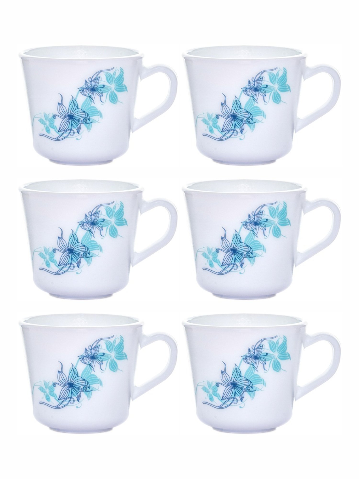 Cello White Opalware Tea & Coffee Mug - Set of 6