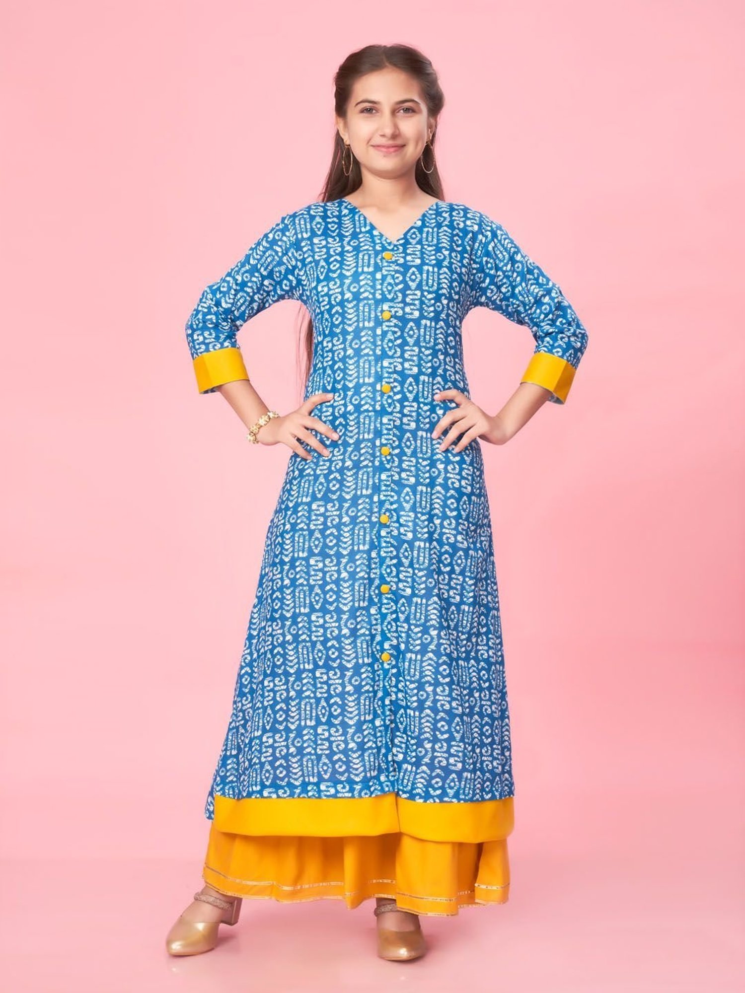 Aarika Kids Blue Printed Kurti