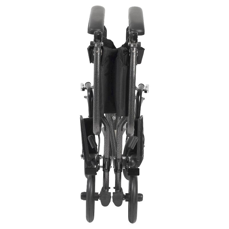 Drive Medical Lightweight Steel Transport Wheelchair, Fixed Full Arms, 17" Seat