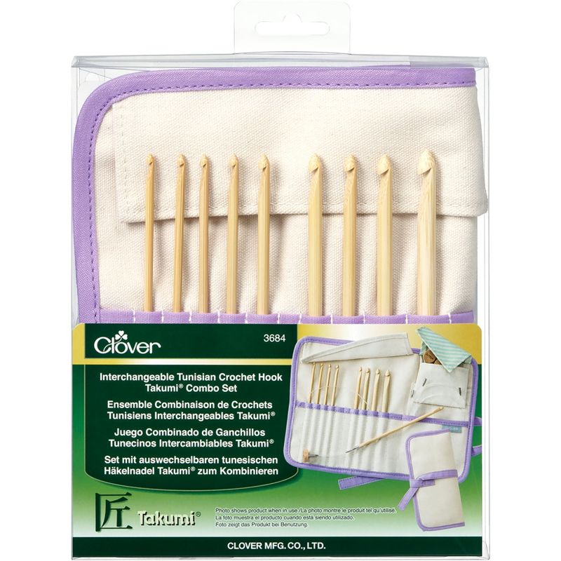 Clover Bamboo Interchangeable Tunisian Crochet Hook Set-Takumi