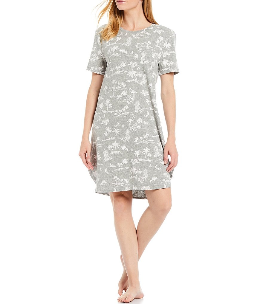 Sleep Sense Tropical Island Printed Jersey Knit Sleepshirt