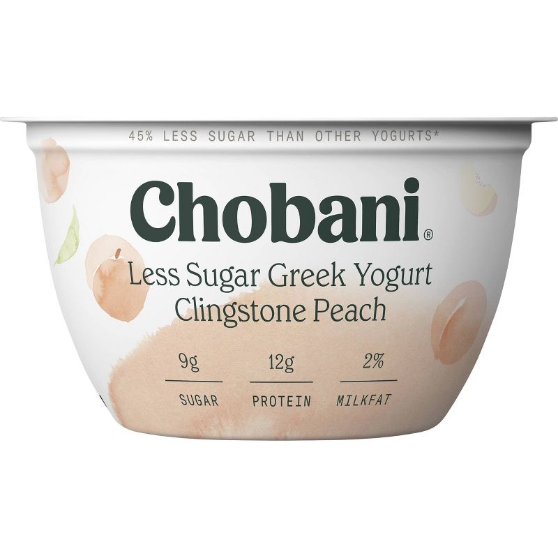Chobani Less Sugar Clingstone Peach Greek Style Yogurt - 5.3oz
