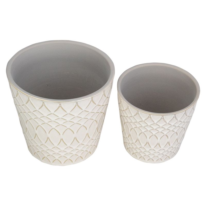 Napa Home & Garden Set of 2 Cream Geometric Patterned Planters 6.5"