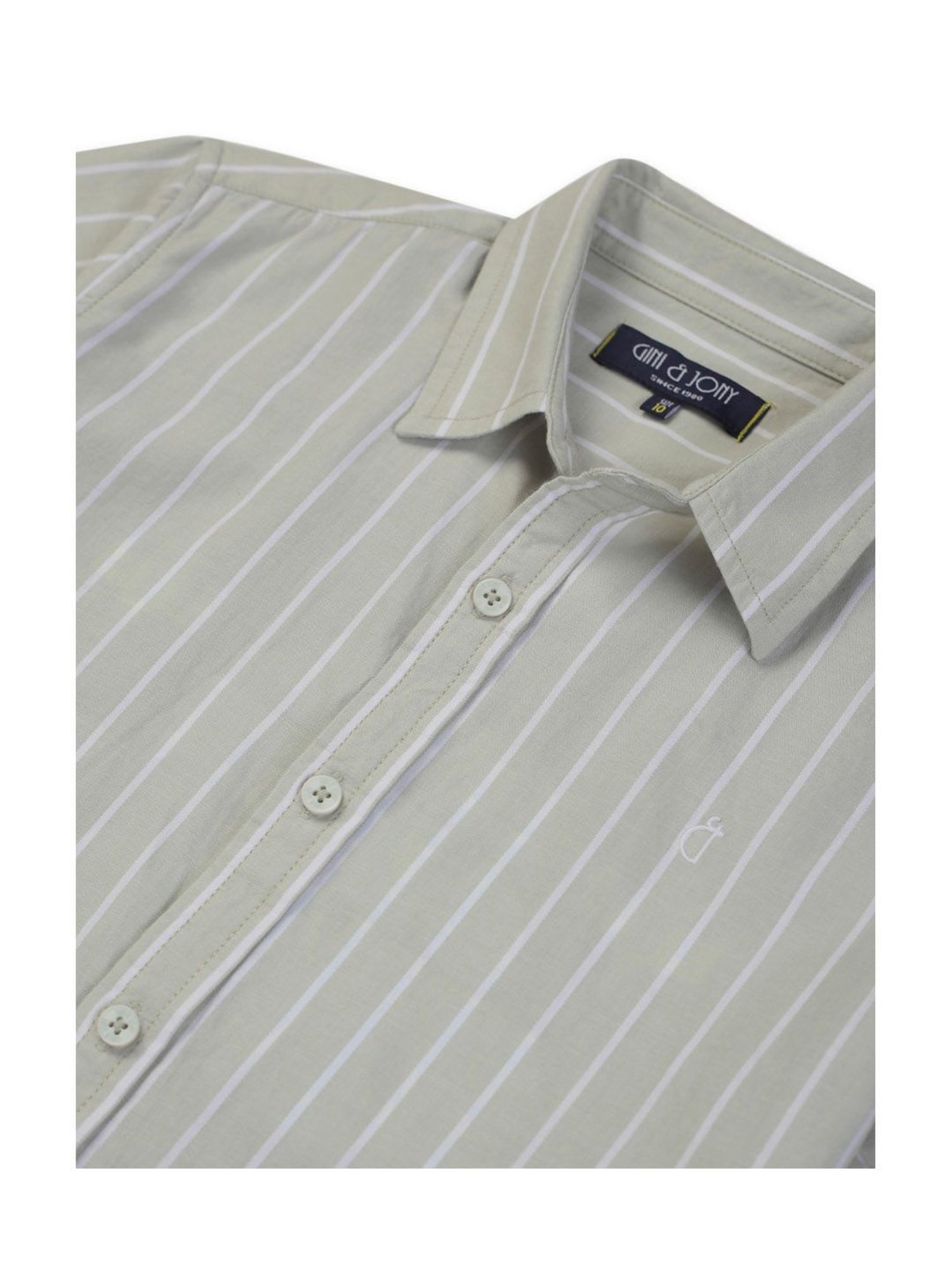 Gini & Jony Kids Sage Green & Navy Striped T-Shirt With Shirt