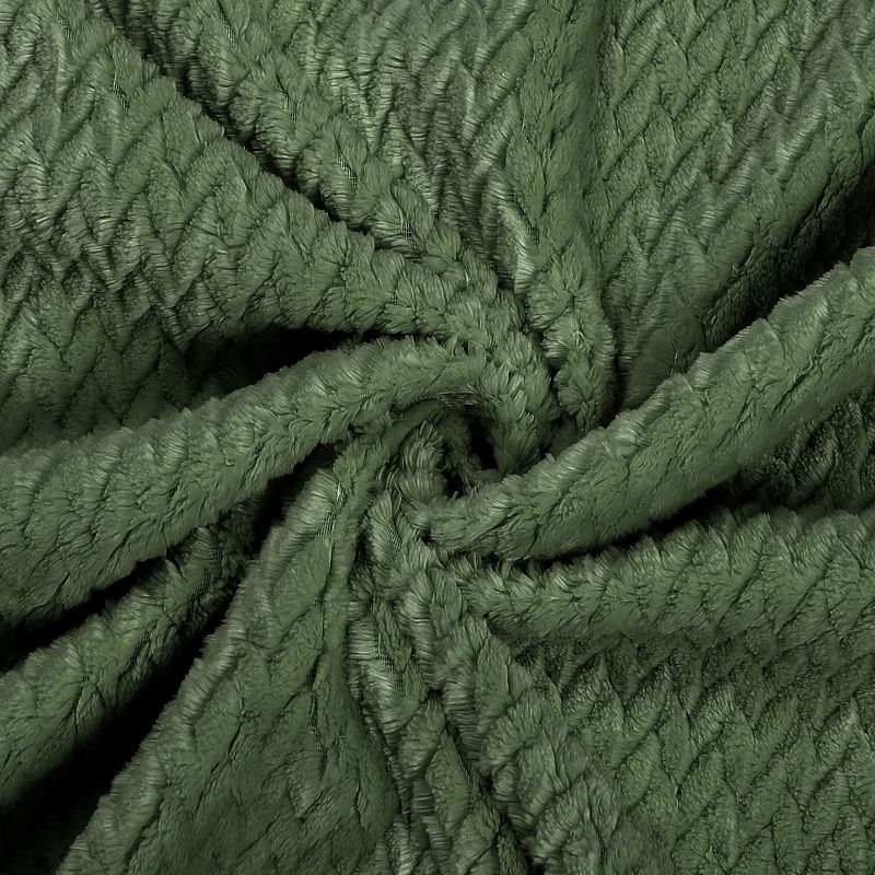1 Pc Twin Polyester Long Shaggy Bed Blankets Army Green  - PiccoCasa