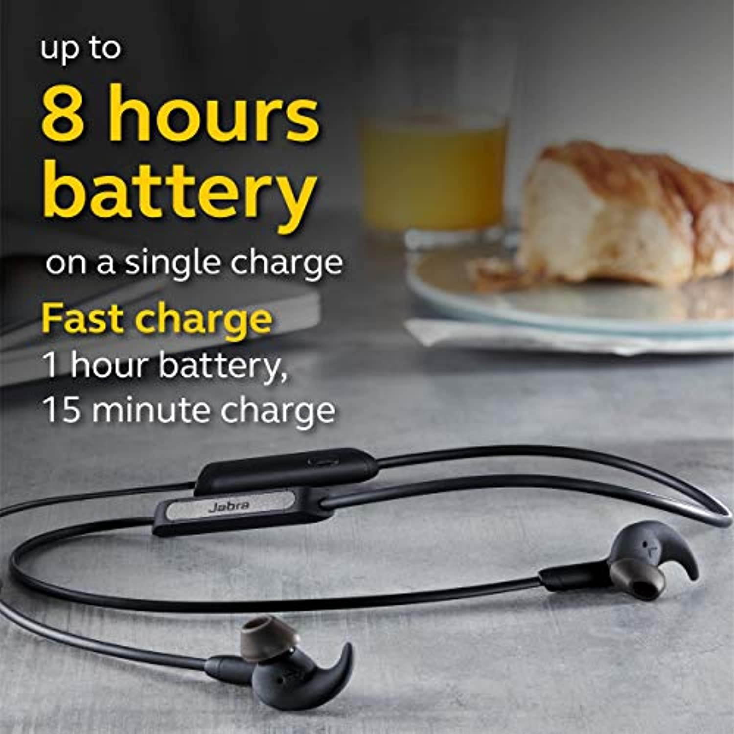 Jabra Elite 45e Wireless Earbuds, Titanium Black - Alexa Built-In, Wireless Bluetooth Earbuds, Around-the-Neck Style with a Secure Fit and Superior Sound for Music and Calls, Long Ba (100-98900000-02)