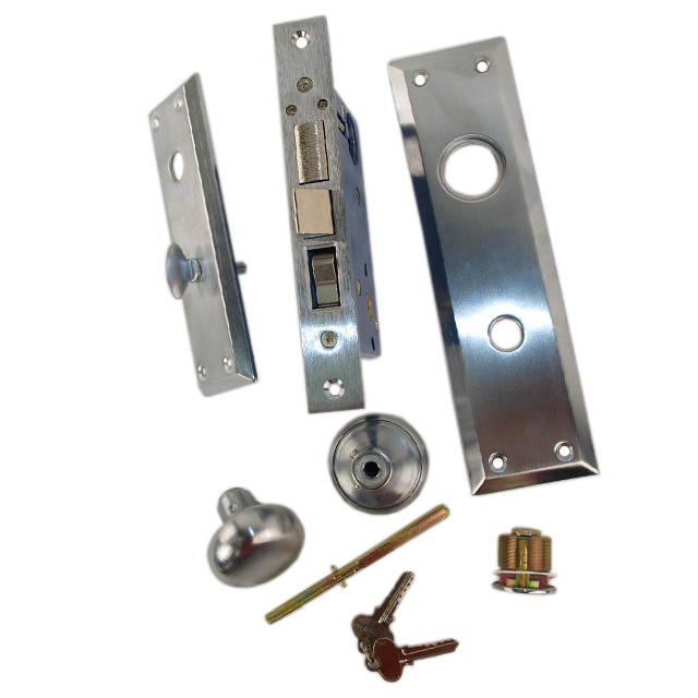 Em-D-Kay (Like Marks 91A/26D) 510026AR Satin Chrome 26D Right Hand Heavy Duty Mortise Entry Lockset, Surface Mounted Screw-on Knobs Lock Set