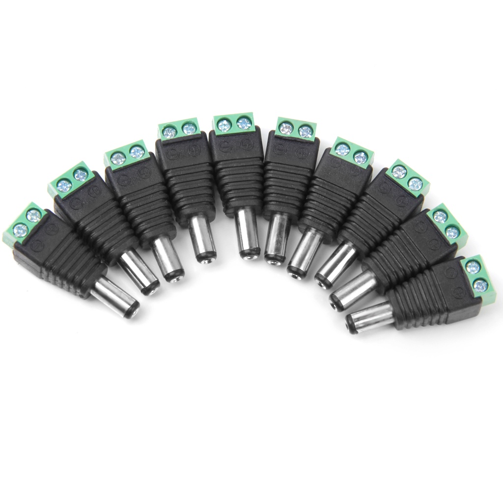 10x DC Power Male Cable Adaptor Plug Jack Wire Connector for CCTV Camera