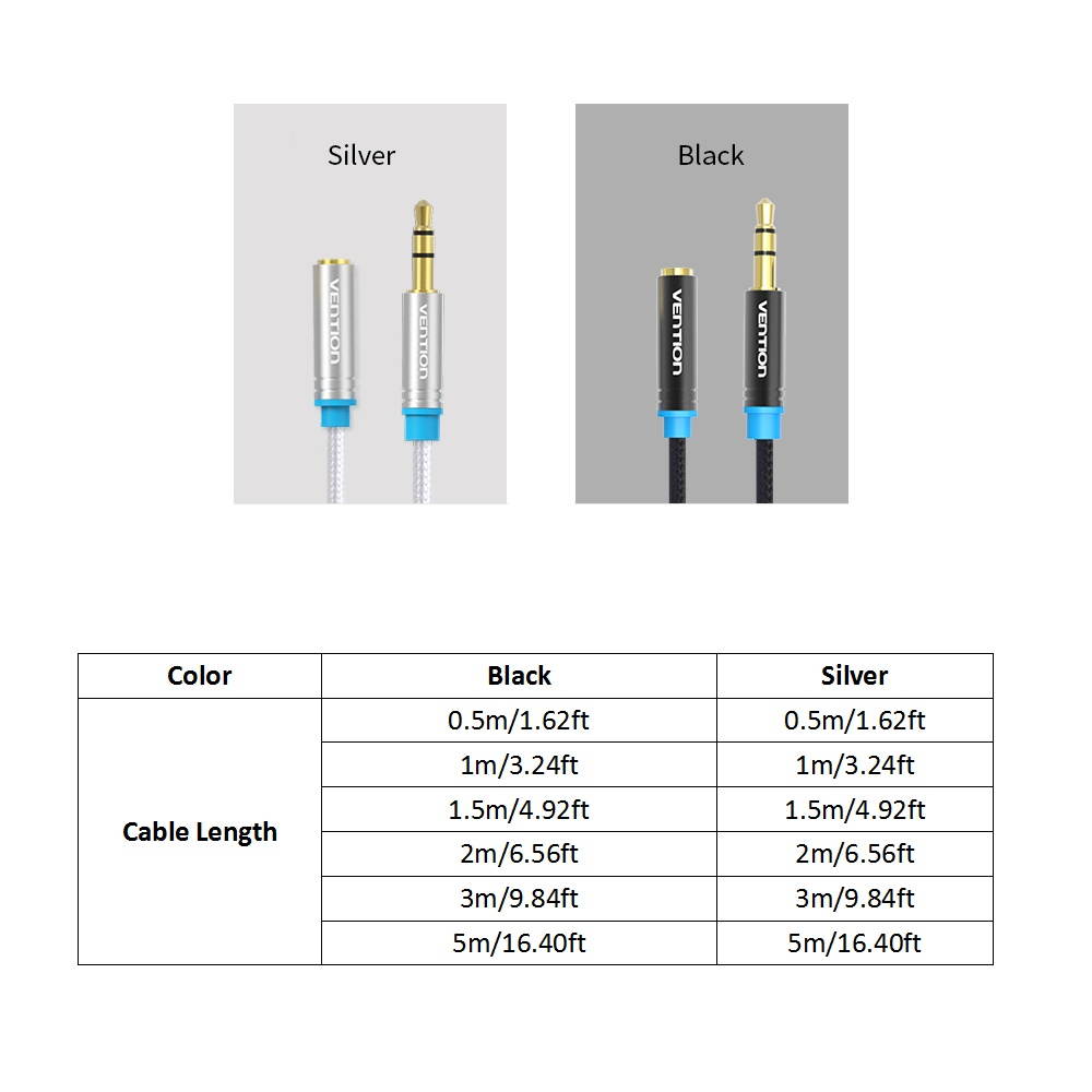 VENTION 3.5mm Audio Extension Cable Stereo Male to Female Audio Adapter AUX Cable for Car Smartphone PC MP3 2m/6.56ft(Black)