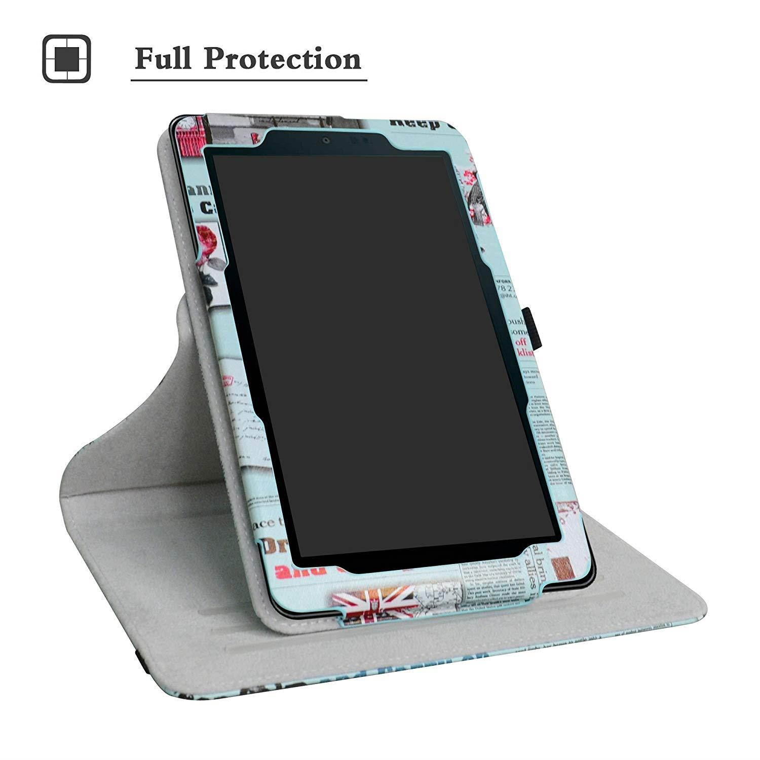 Sprint Slate 8" Tablet Rotating Case,Mama Mouth 360 Degree Rotary Stand with Cute Cover for 8" Sprint Slate 8 (AQT80) / Sprint Slate 8 Plus Android Tablet,Newspaper