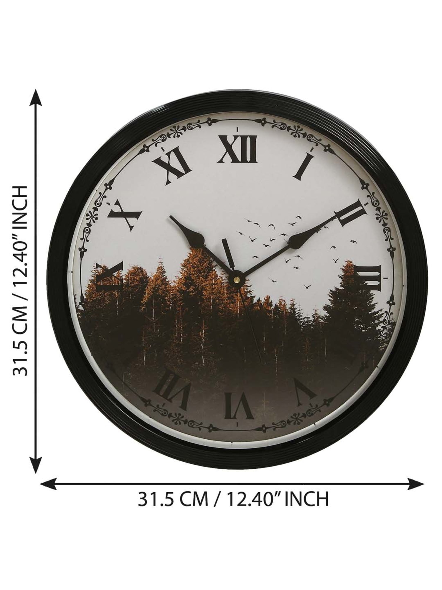 eCraftIndia Designer Round Analog Black Wall Clock