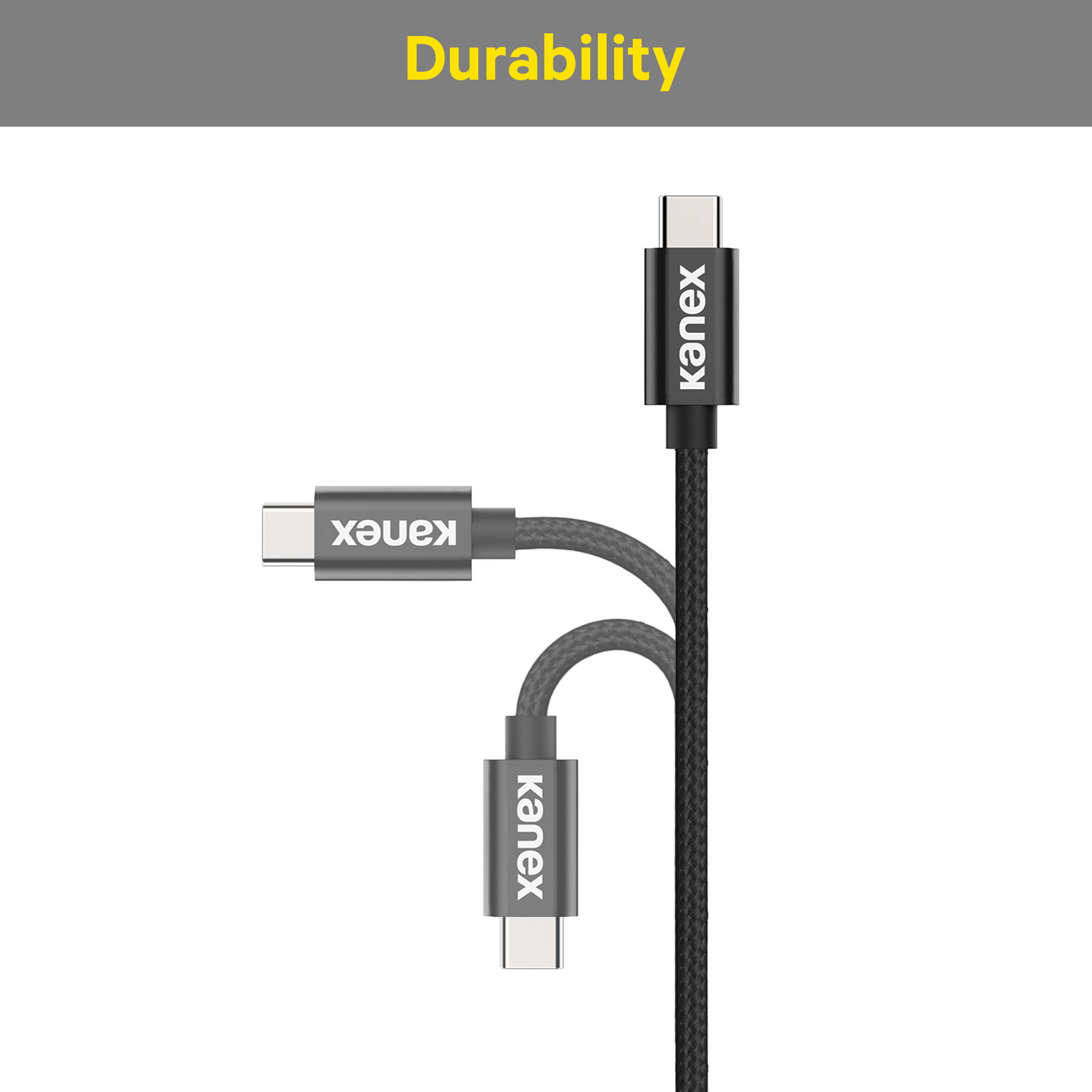Kanex DuraBraid USB Type-C to USB-A 2.0 Male Charger Cable, 4 Feet (1 Meters), Black