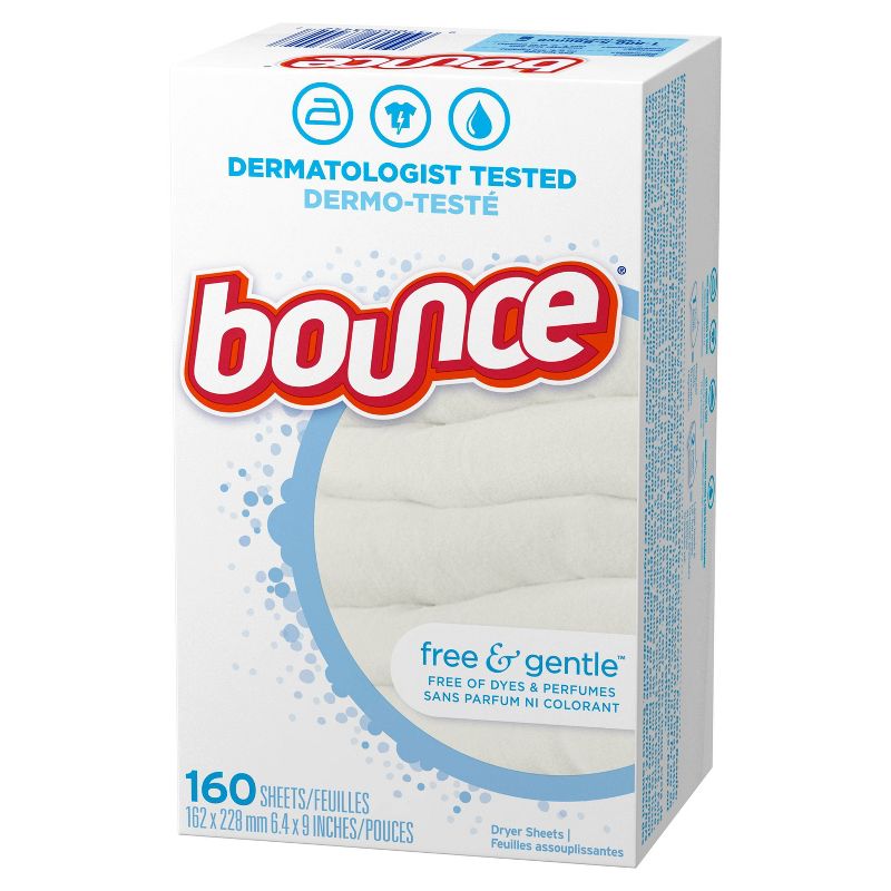 Bounce Fabric Softener Dryer Sheets Free & Gentle - 160ct