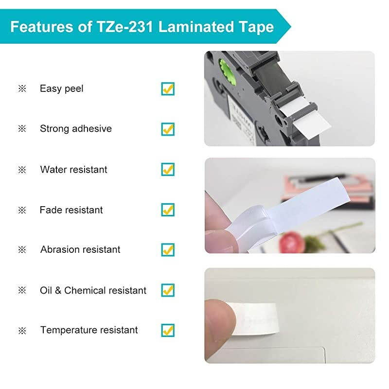 Tape 18mm 0.7 Laminated White, Compatible for Brother P Touch e-241 e241 3/4 Inch Label Tape Black on White Work for Brother PTD400AD PTD600 PT-D450 Label Maker, 26.2 Feet(8m), 3-Pack