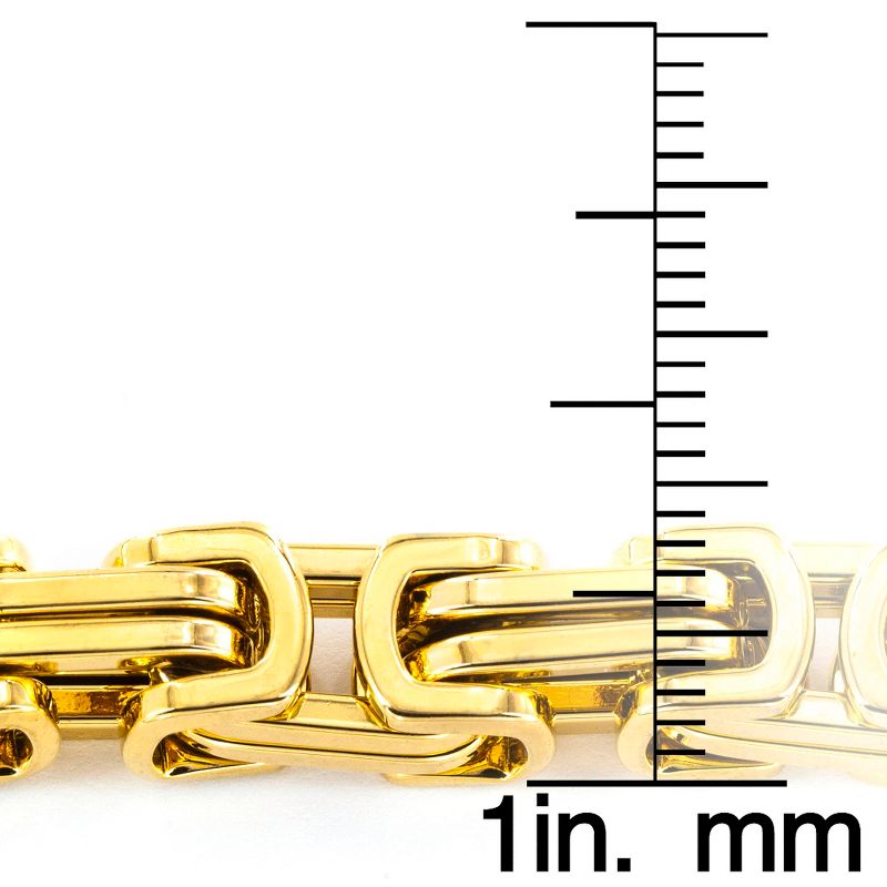 Men's Stainless Steel Plated Byzantine Chain Necklace and Bracelet Set - Gold