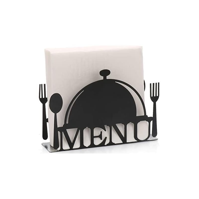 Napkin Holder Stand for Kitchen Tables and Counter Tops | Black Galvanized Napkin Caddy | Coffee House Restaurant Decor (Coffee Cup)