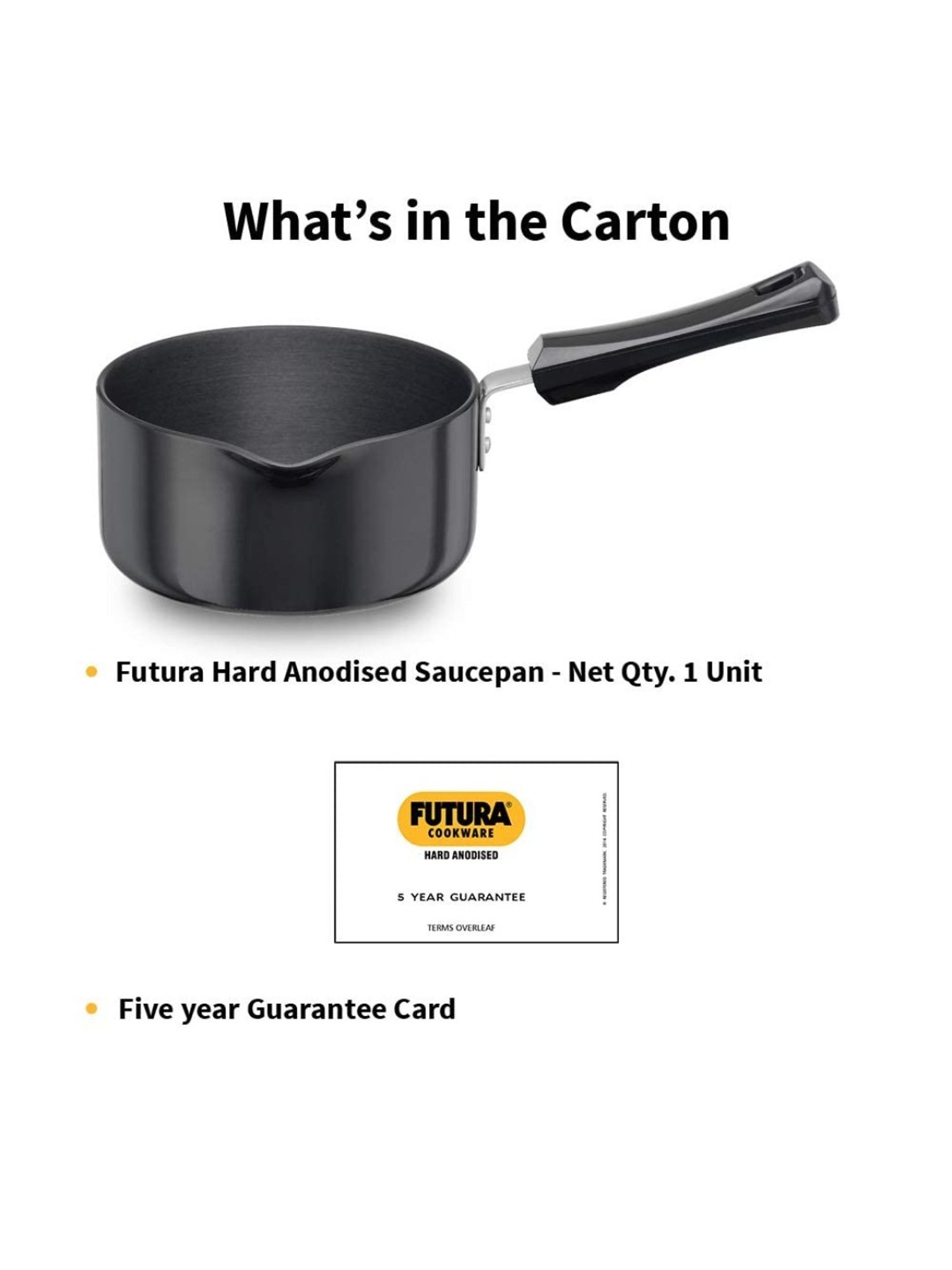 Hawkins Futura Black Aluminium Hard Anodised Saucepan 1.5 L