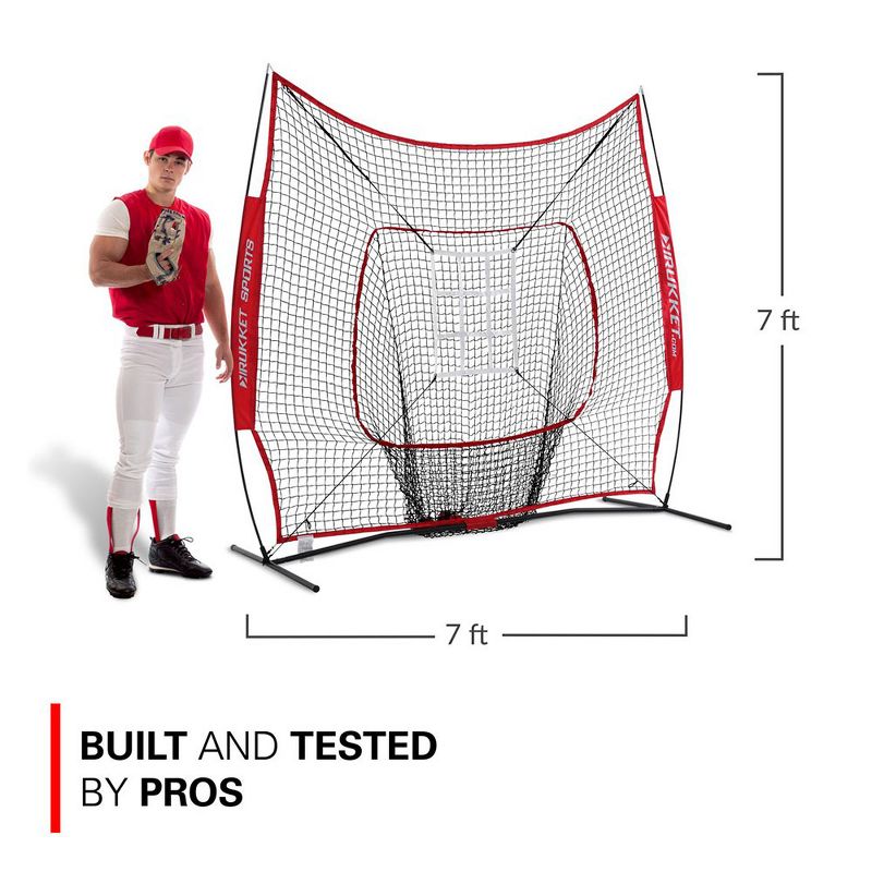 Rukket Sports Sock It 6 Piece Baseball Softball Pitching Target Hitting Net with 3 PurePower Balls, Sock Style Net, Adjustable Target, & Carrying Bag