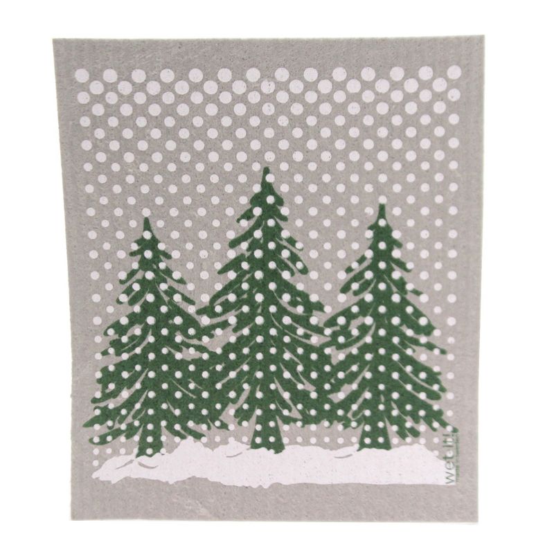 Swedish Dish Cloth 7.75" Winter Trees Absorbent Cleaning Cloth Snow  -  Dish Cloth