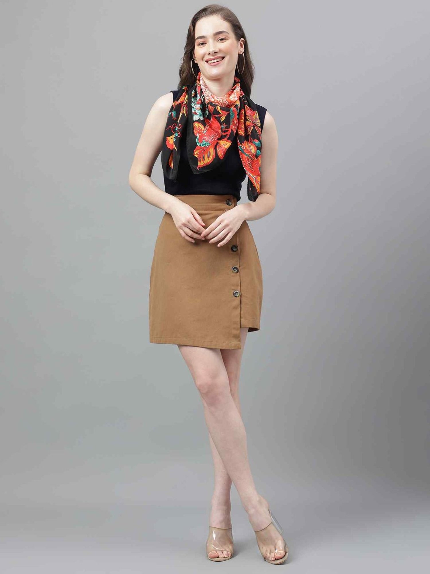 Tossido Black Floral Scarf & Bag Scarf Set