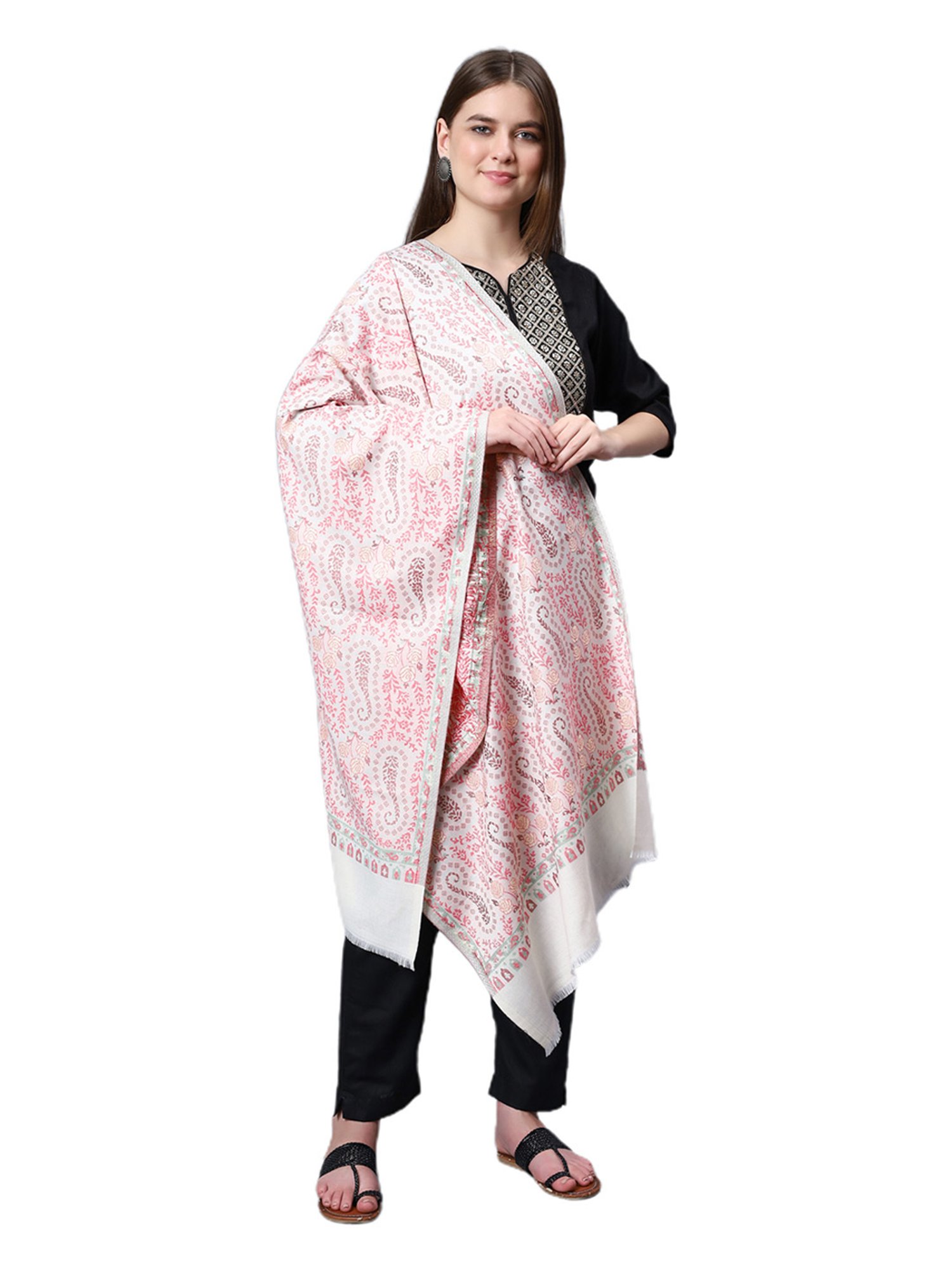 Aditi Wasan White Floral Stole