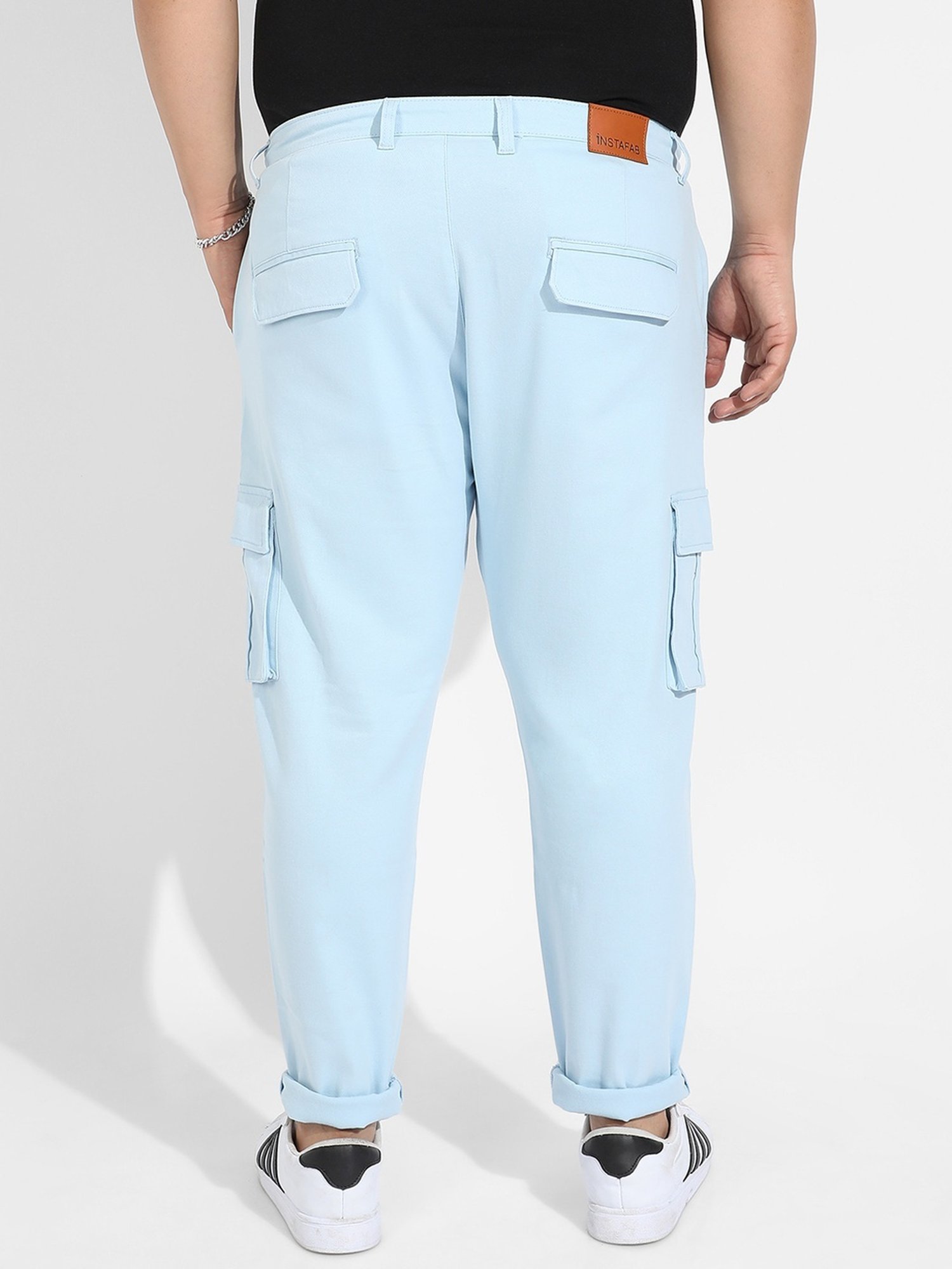 Instafab Plus Blue Regular fit Plus Size Cargos