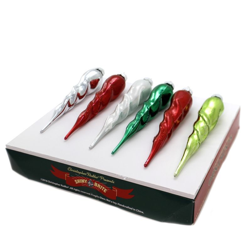 Shiny Brite 5.75" Hs Glass Icicles Holiday Splendor Ornaments  -  Ornament Sets