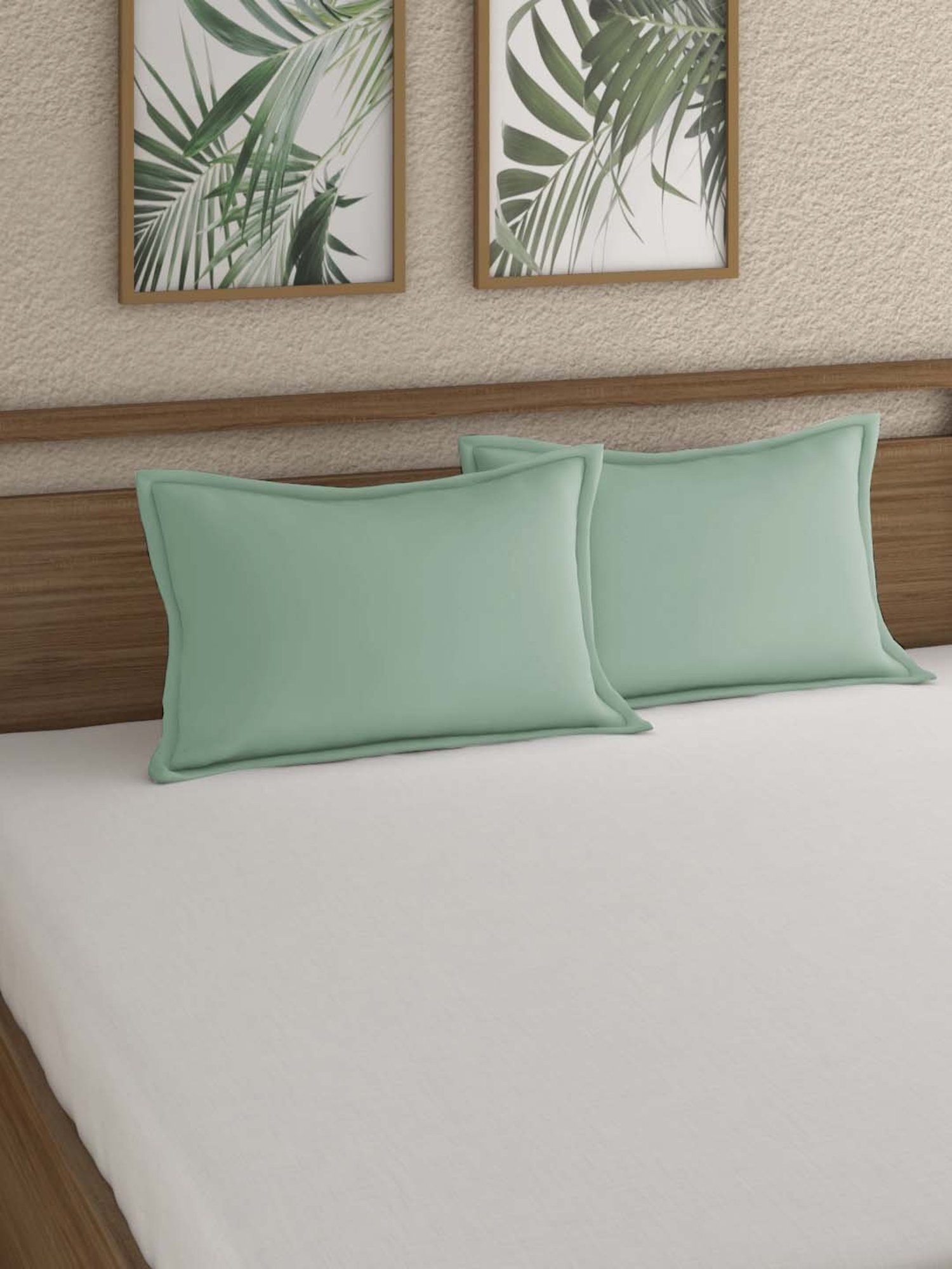 Pizuna 100% Cotton 400 TC Pillow Cover, Standard, Sage, 2 Pieces