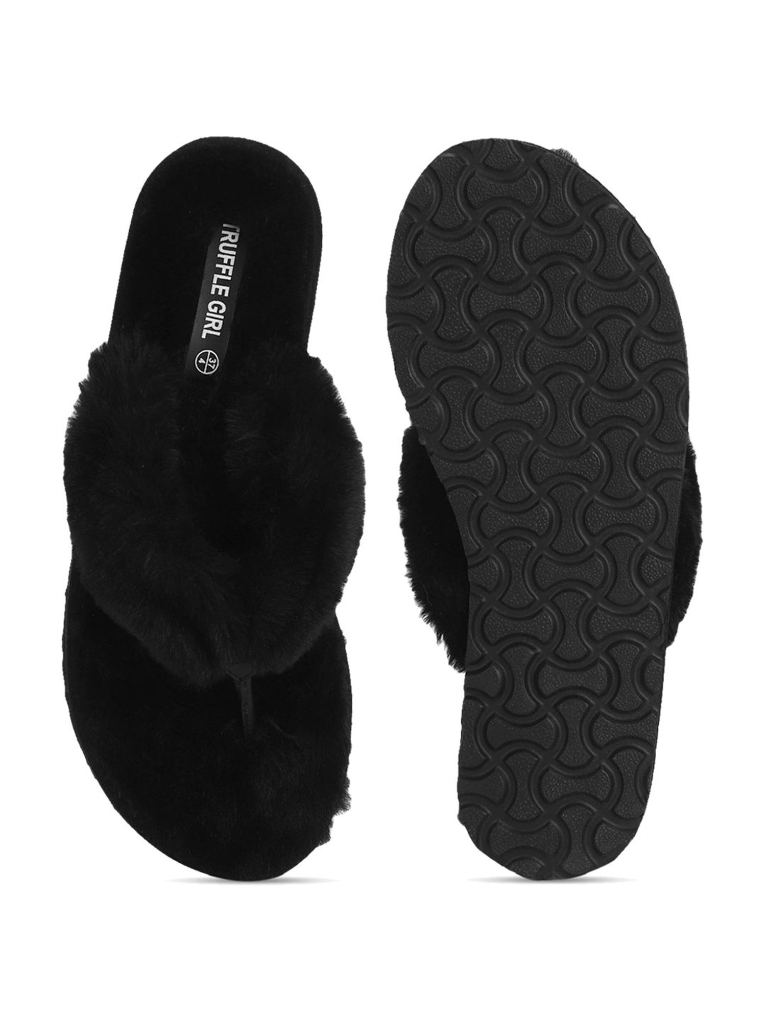Truffle Girl by Truffle Collection Women's Black Flip Flops