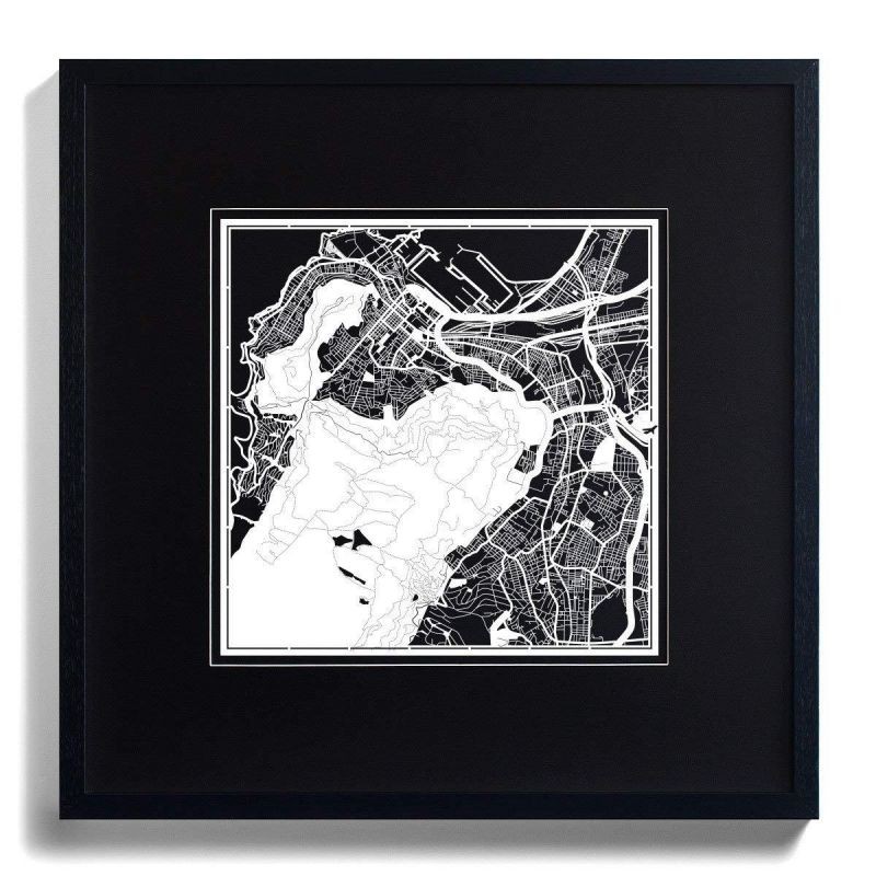 O3 Design Studio Cape Town Paper Cut Map by White 12x12 inches Paper Art