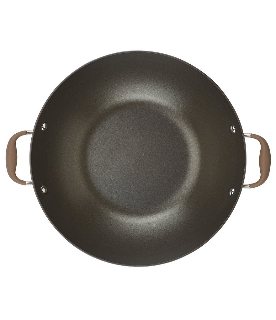 Anolon Advanced Home Hard Anodized Nonstick Bronze Covered Wok with Handles and Wooden Spoon