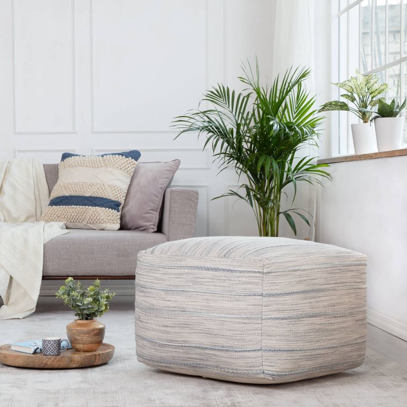 Joya Pouf Gray/Ivory - Anji Mountain