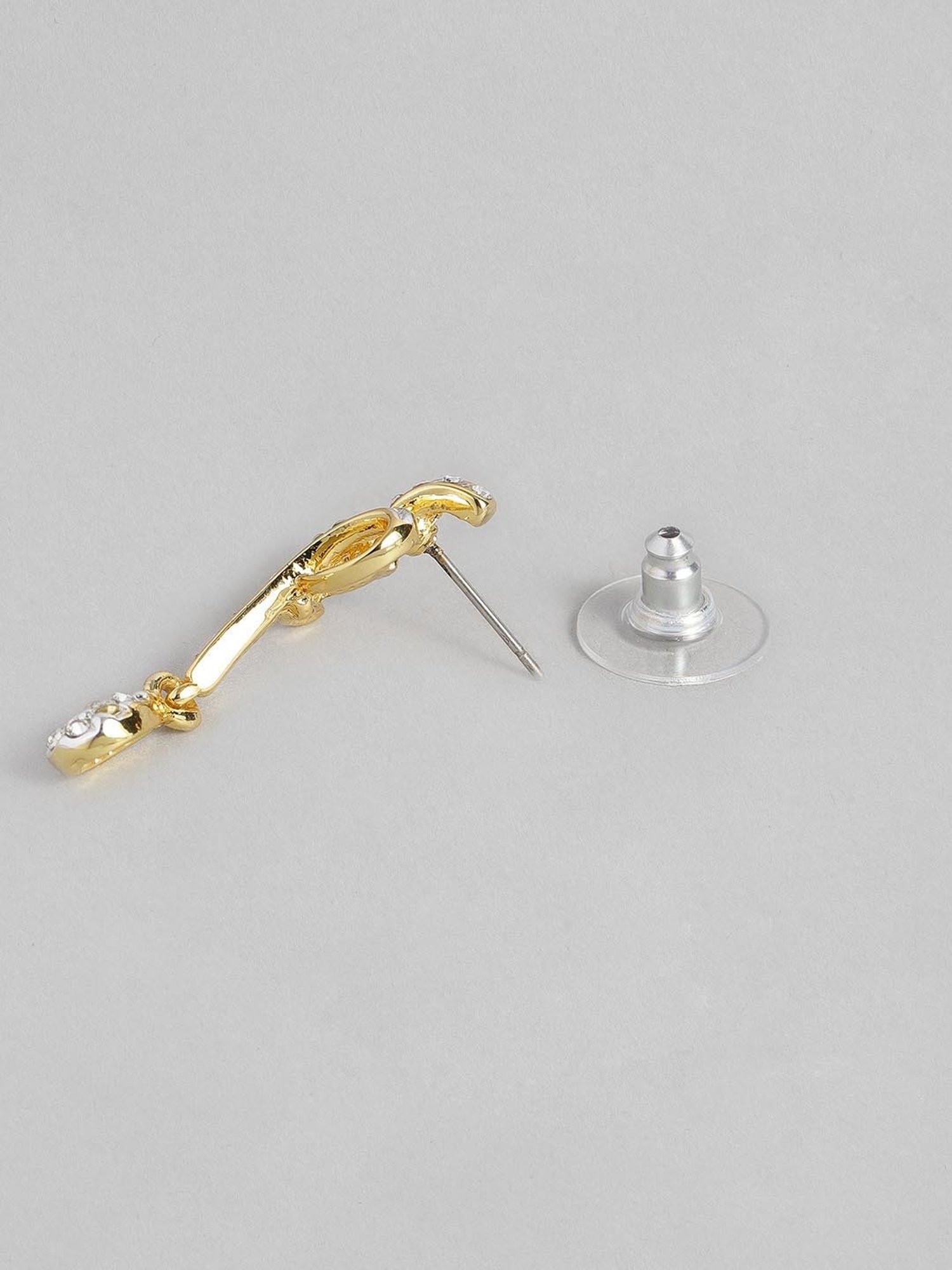 Estele Gold & Rhodium-Plated Ribbon Designed Pendant Set with Crystals for Women